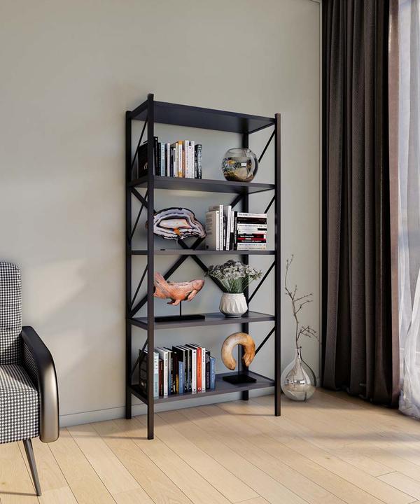 Immagine prodotto VCM Legno Metallo Scaffale Portaoggetti Libreria Libri Decorativi Scaffale Portaoggetti Insasi 5 (66 x 34 x 160 cm)