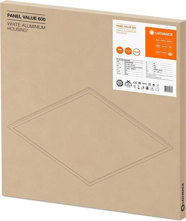 Actual product image Ledvance 36W Panel VALUE 600, 595x595mm, 4000K, white (3600 lm)
