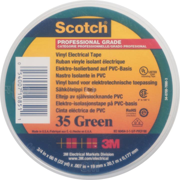 Produktbild 3M PVC Elektro-Isolierband 19 mm x 20 m, Scotch 35 19x20 gn (19 mm)