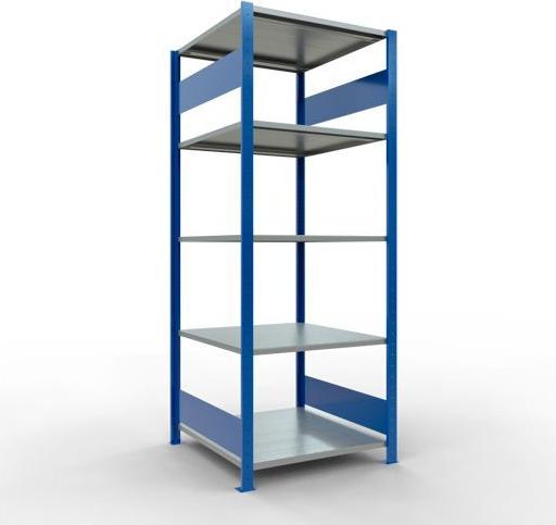 Sistema di scaffalature di base senza viti MULTIplus150 con ripiani di lunghezza