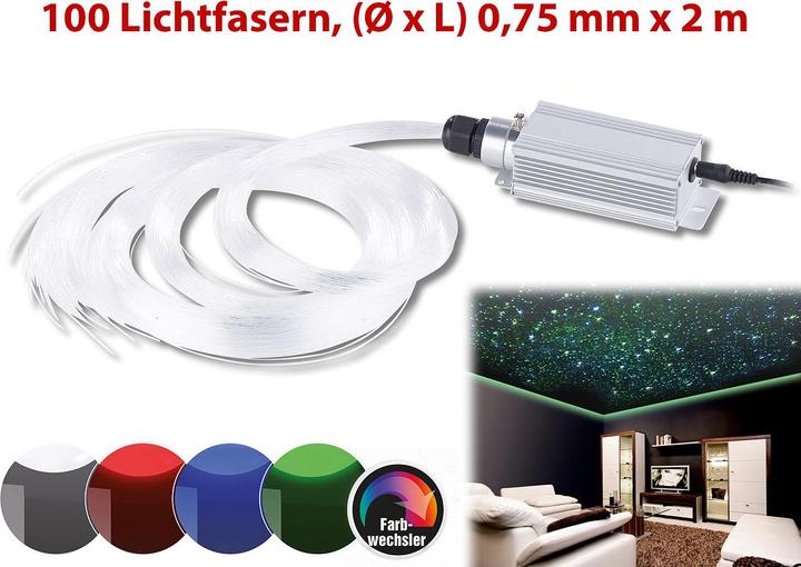 Produktbild Lunartec Glasfaser-RGB-LED-Sternenhimmel mit Fernbedienung und 100 Lichtfasern (LED)