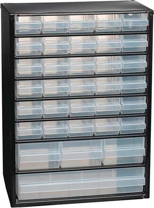 Raaco Kleinteilemagazin B306xT150xH420mm Stahlblech 34 Schubladen Poypropylen schwarz/transparent (30.60 cm, 42 cm)