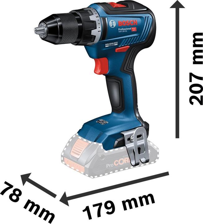 Image du produit Bosch Professional GSR 18V-55 (Fonctionnement sur batterie)