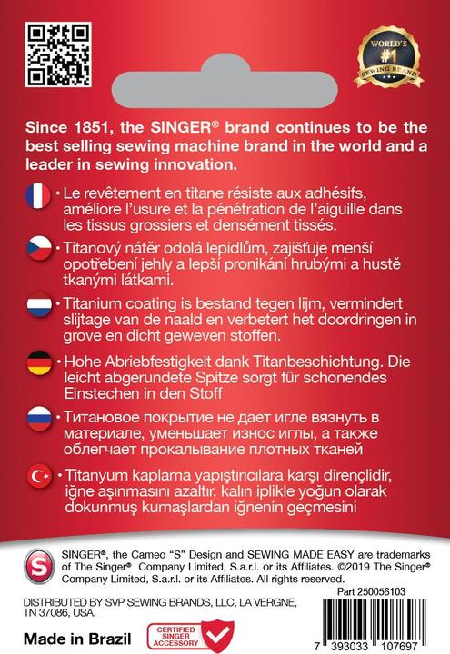Produktbild Singer TITANIUM UNIVERSAL Nähmaschinennadel, 80/12, 5er Pack
