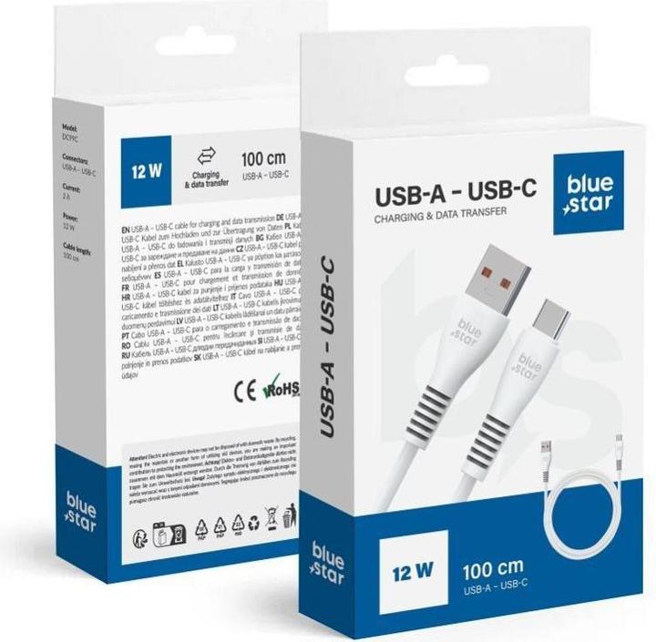 BlueStar Cable Blue Star BLUE STAR cable USB A to Type C 2A 12W DC99C 1 m white (1 m, USB 2.0)