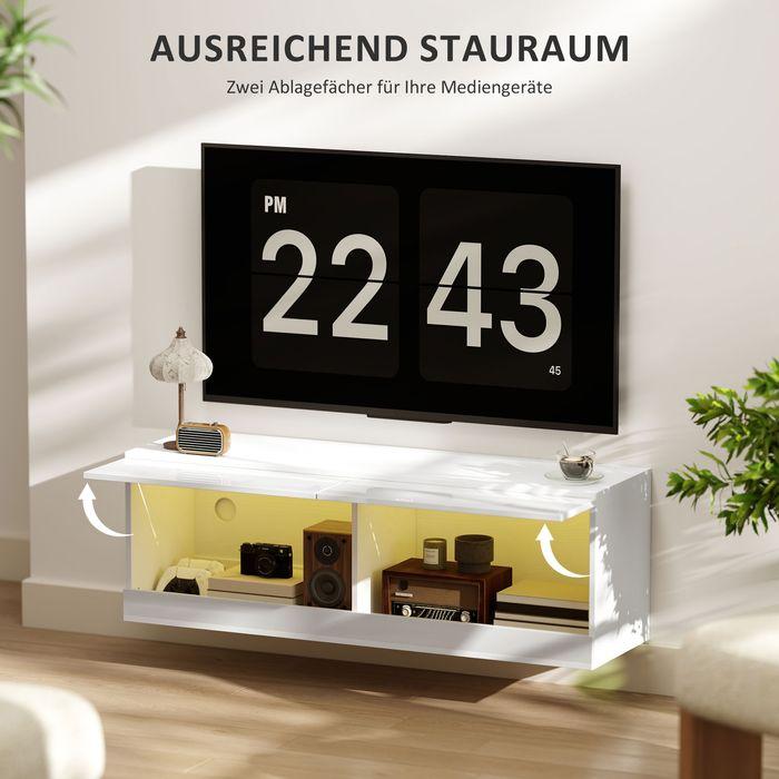 Produktbild Swisshandel24 TV-Hängeschrank mit LED-Beleuchtung, TV-Schrank 120 x 35 x 40,5 cm Hochglanzweiss