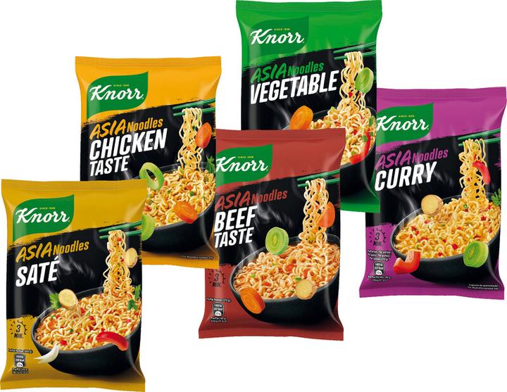 Image du produit Knorr Asia Noodles Beef Taste Sachet, Nouilles Asiatiques Snack, prêtes en 3 minutes seulement (70 g)