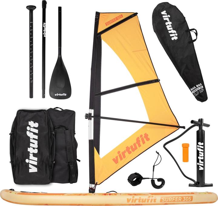 Virtufit Supboard Surfer 305 - Oranje - Inclusief Windzeil en accessoires (305 cm, 1-piece)