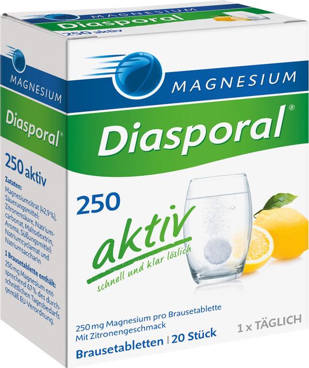 Nährwerte und Zutaten magnesium diasporal Magnesium-Diasporal 250 aktiv Brausetabletten, 20 St. Tabletten (20 Stück, Brausetablette)