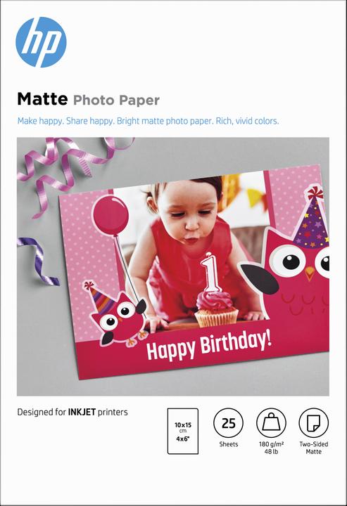 Immagine prodotto HP Carta fotografica opaca (180 g/m², 10 x 15 cm, 25 x)