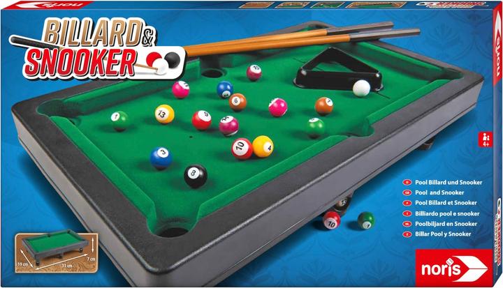 Image du produit Noris 606167704 Billard et snooker avec 2 queues, 16 boules de billard et 17 boules de snooker et triangle