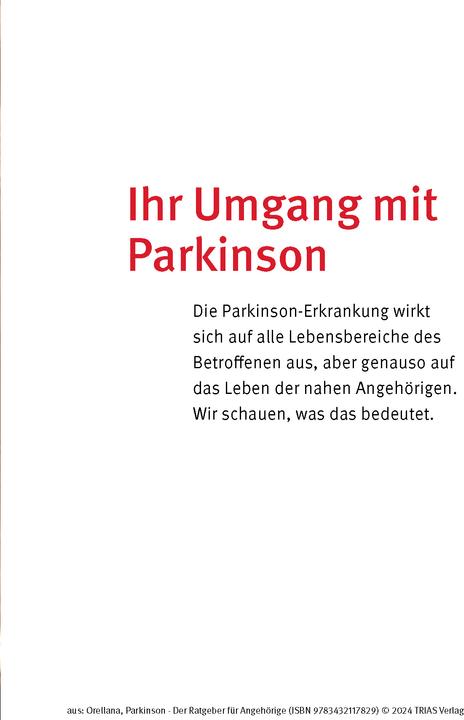 Produktbild Parkinson. Der Ratgeber für Angehörige (Deutsch, Amy Orellana, 2024)