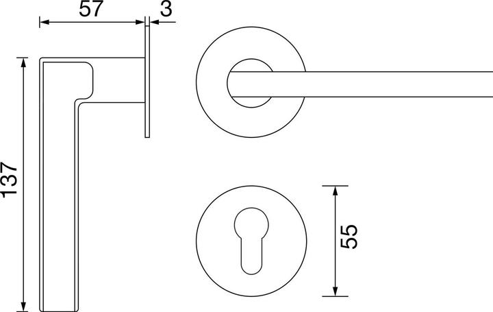 Actual product image FSB Door fitting 1035 | Door handle on flat rose PZ, 38-42 | Aluminium black (Door handle)