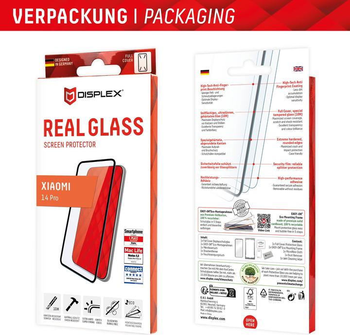 Actual product image Displex Real Glass, Full Cover Panzerglas (1 Piece, Xiaomi 14 Pro, Xiaomi 14 Ultra)