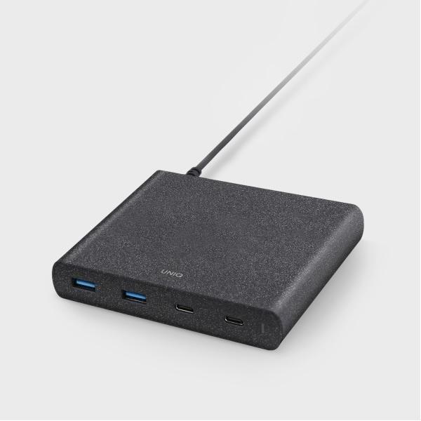 Uniq HUB Surge Charger 2x USB Quick Charge 3.0 + 2x USB-C PD 3.0 90W juoda (90 W)