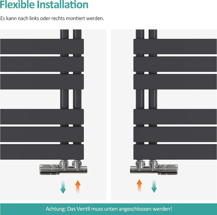 Actual product image Emke Bathroom radiator Towel rail Adjustable temperature control 100x40cm Anthracite 456W