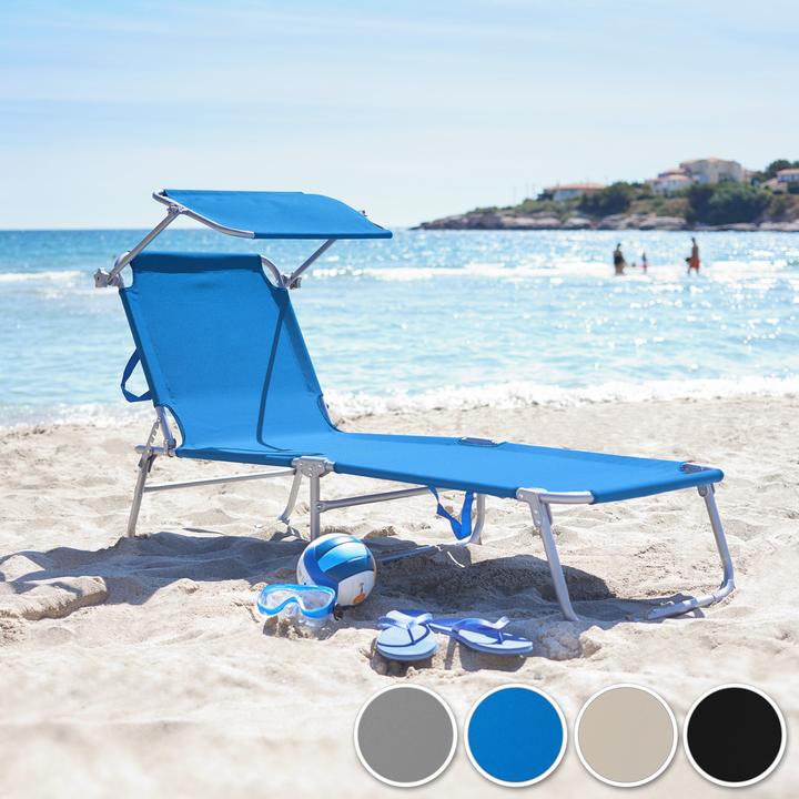 Actual product image tectake Sun lounger with sun shade (190 cm)