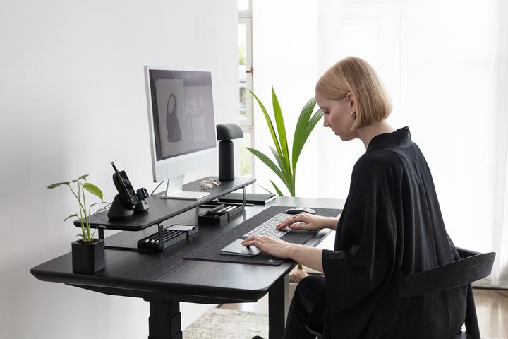 Produktbild Oakywood Standing Desk Holztisch mit Höhenverstellung - aus Massivholz - Schwarz / 120x60 / Weiss - (120 x 60 cm)