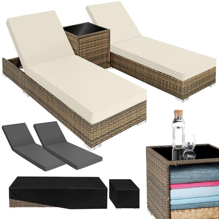 Immagine prodotto tectake Sedie a sdraio in rattan (184 cm)