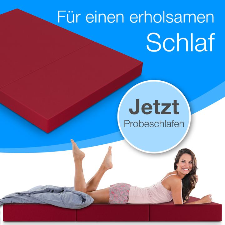 Produktbild Bestschlaf Klappmatratze, 3-teilige Faltmatratze, Reisebett, Gästematratze (120 x 195 cm, Schaumstoffkern)