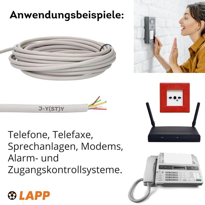 Produktbild Lapp 25 Meter 1591303 Telefonkabel 4x2x0,6 mm J-Y(ST) Y Telefonleitung 4x2x0,6 geschirmt I Fernmelde