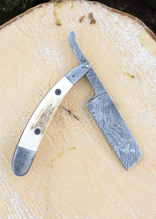 Produktbild Battle Merchant Damast Rasiermesser Hirschhorn (8 cm)
