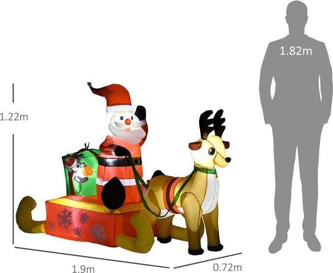 Produktbild Swisshandel24 Aufblasbar Weihnachtsdeko 1,22 m Weihnachtsmann mit LED-Beleuchtung Gartendeko