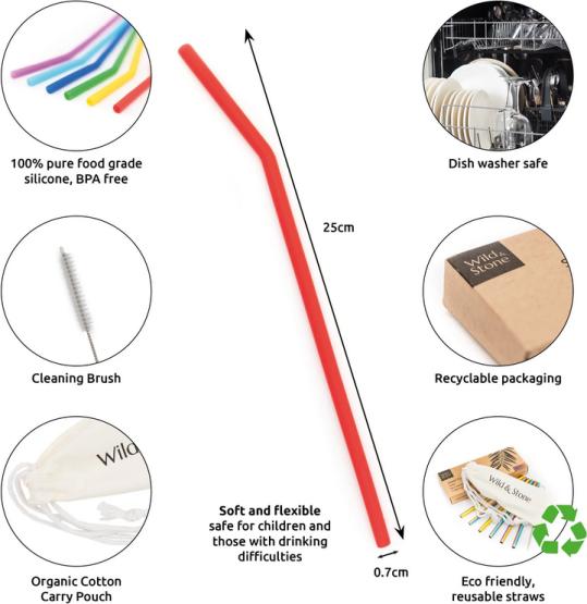 Image du produit Wild and Stone Pailles en silicone (6 x)