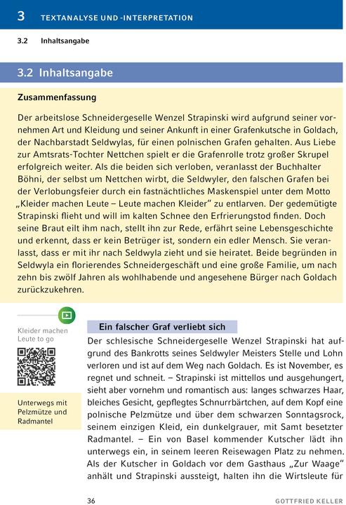 Produktbild Kleider machen Leute von Gottfried Keller- Textanalyse und Interpretation (Deutsch, Gottfried Keller, Daniel Rothenbühler, 2023)
