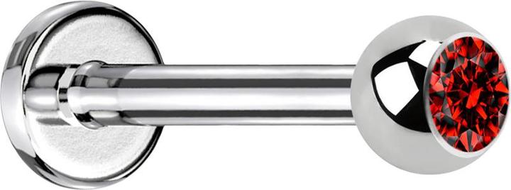 Produktbild Star Piercing Labret silber mit Kugel Kristall rot (ohne Messing, Chirurgenstahl 316L)
