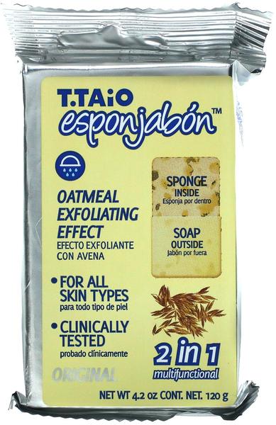Actual product image Esponjabon by T.Taio T. Taio Oat Soap-Sponge 4.2 oz 120g (Hard soap, 42 ml)