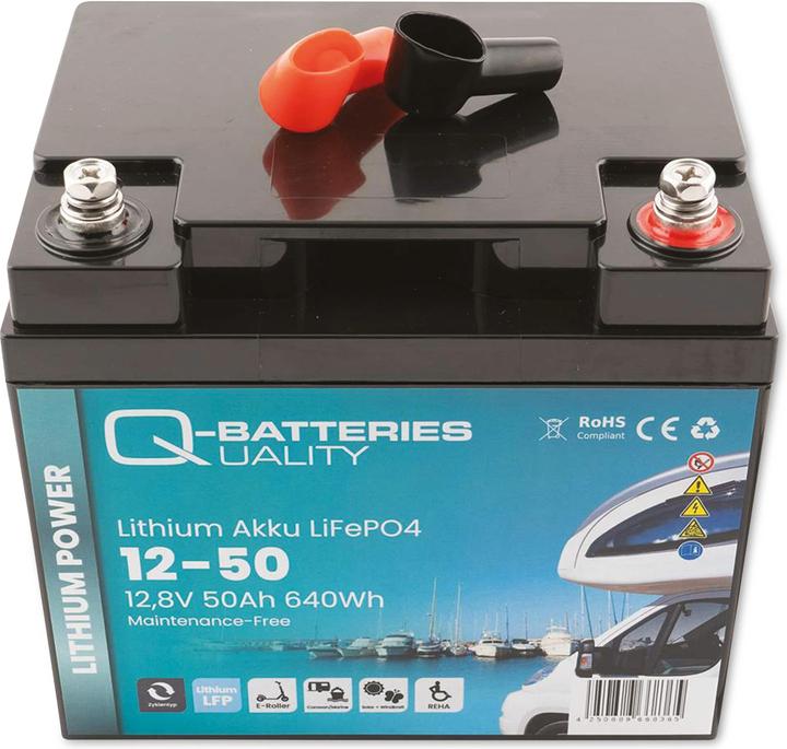 Immagine prodotto Q-Batteries Batteria al litio 12-50 12,8V 50Ah 640Wh LiFePO4 (50000 mAh)
