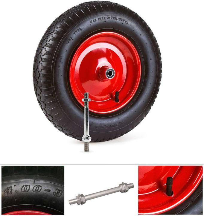 Produktbild Grafner Schubkarrenrad 4.80/4.00-8 PU Luftbereifung Metallfelge mit Achse Schubkarrenreifen
