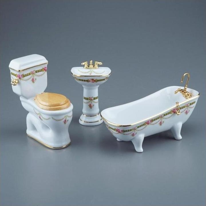 Immagine prodotto Reutter 001.768/3 - Set da bagno "Victoria", 3 pezzi, in miniatura
