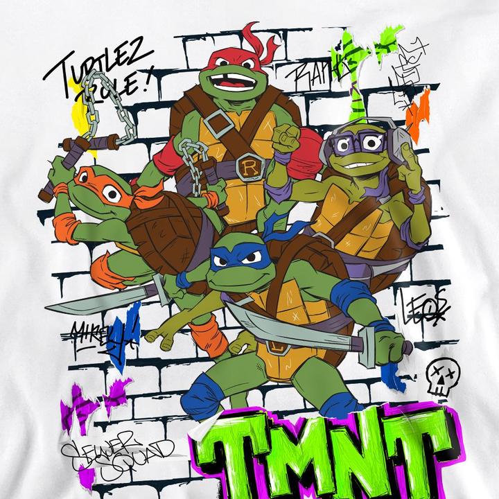 Actual product image Teenage Mutant NT Unisex Adult Brick Wall Poster Sweatshirt (XL)