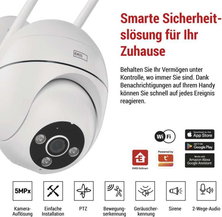 Image du produit Emos GoSmart Caméra IP rotative d'extérieur avec WiFi IP-800 WASP, blanc