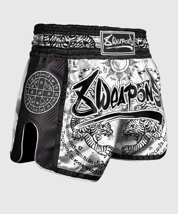Actual product image 8Weapons 8 WEAPONS Muay Thai Shorts Carbon Sak Yant Tigers white (L)