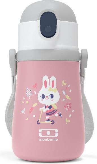 Actual product image Monbento Kids Insulated Water Bottle MB Stram Bunny - 360ml - Leakproof Water Bottle with Straw - Strap & Han (0.36 l)