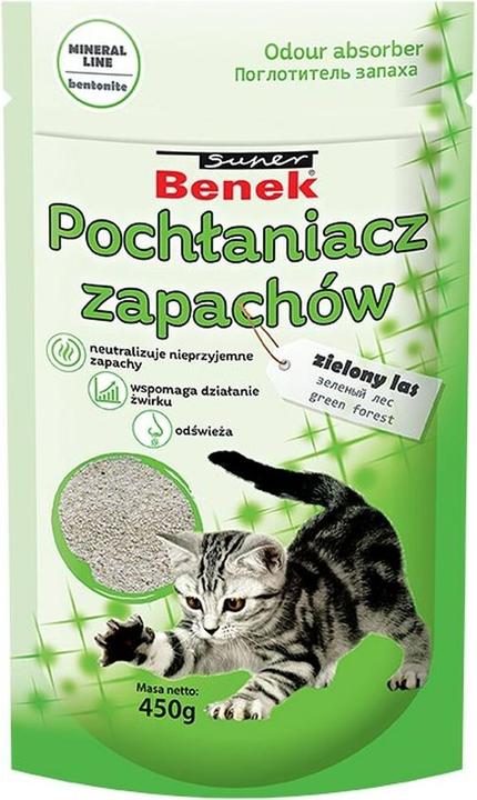 Certech Absorbeur d'odeurs Super Benek Forêt verte 450 g (Antibactérien, Non poussiéreux, Ne s'agglomère pas, 0.45 kg)
