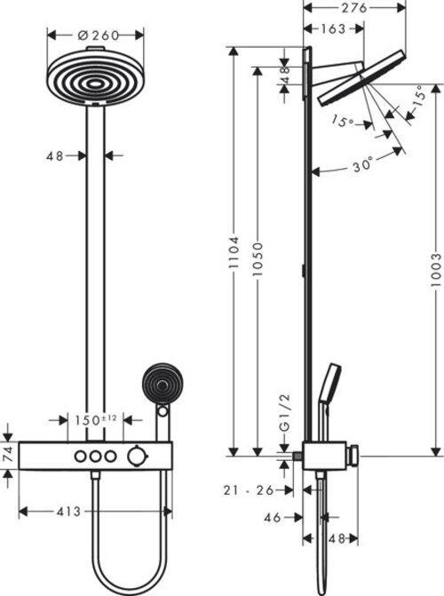 Produktbild hansgrohe Showerpipe 260 2jet mit ShowerTablet Select 400 : Farbe - Matt Black