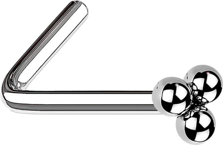 Actual product image Star Piercing Nasenstecker gewinkelt silber drei Kugeln (without brass, Surgical steel 316L)