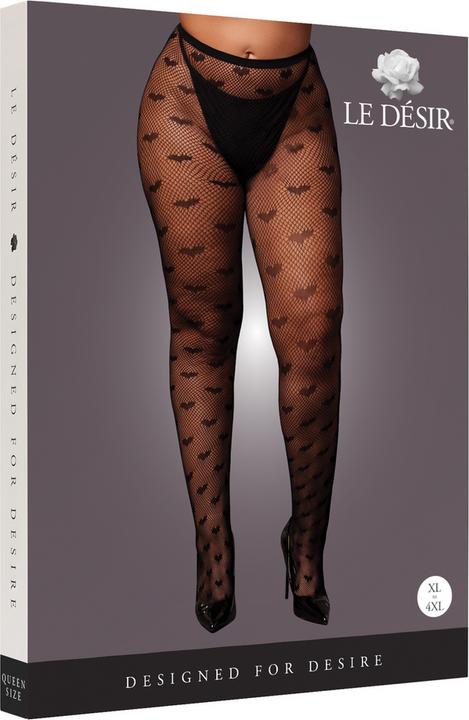 Actual product image Le Désir Heart Patterned Tights - Plus Size - Black