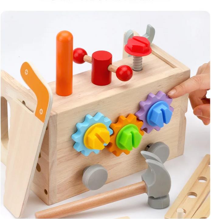 Actual product image Activity Board Children's wooden tool box pretend play set nut disassembly screw assembly simulation