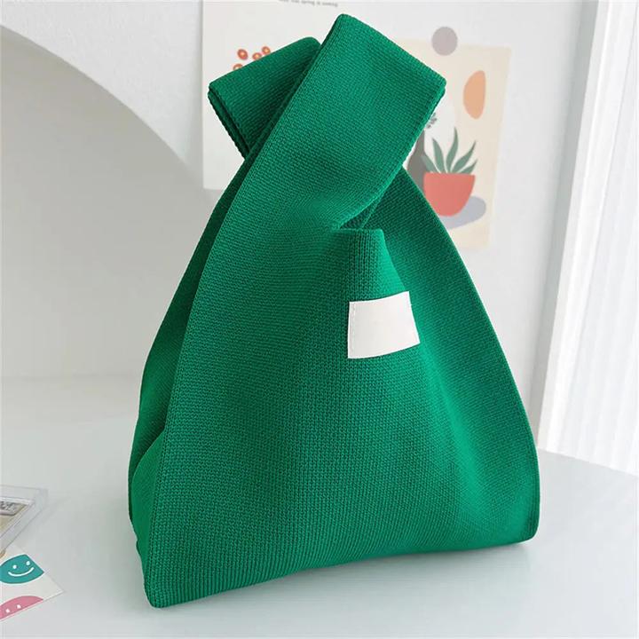 Only-Bags.Store Handgefertigte Strickhandtasche Mini Knot Handgelenk-Tasche Casual Tote Bag Student