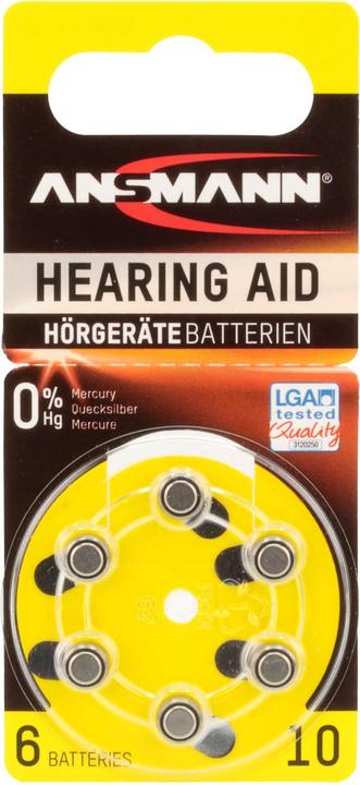 Actual product image Ansmann 1x6 Zinc-Air 10 (PR 70) hearing aid batteries (6 pcs., PR70, 90 mAh)