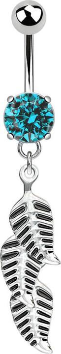 Produktbild Star Piercing Banane silber mit Anhänger 3 Federn aqua (Chirurgenstahl 316L, ohne Messing)