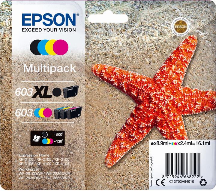 Image du produit Epson 603 Multipack - 4-Pack - Noir, Jaune, Cyan, Magenta (M, C, CF, Y)