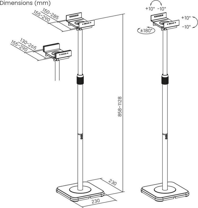 Actual product image myWall My Wall Lautsprecher-Ständer 1 St. (1 pair, Stand, Tiltable, Rotatable, Height-adjustable)