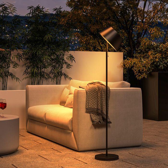 Produktbild Swisshandel24 Solarlampe, LED Stehleuchte, 3 Helligkeitsstufen, weisses/buntes Licht, Metallrahmen, Ø32x153cm, Sch (700 lm)