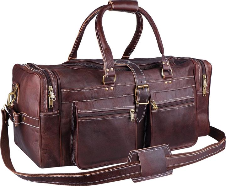 Only-Bags.Store Herren Echtleder Overnight Weekender Travel Duffel Bag, Vintage Brown Large Duffel Bag, Echtleder